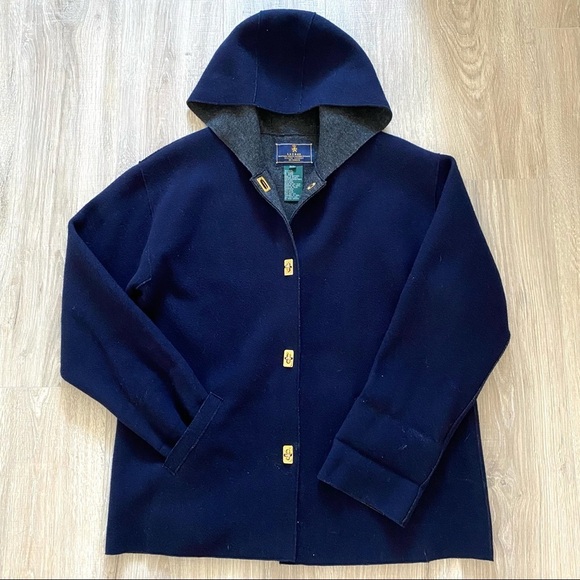 Lauren Ralph Lauren Jackets & Blazers - Lauren Ralph Lauren Navy Wool Hooded Jacker Coat Sz PL